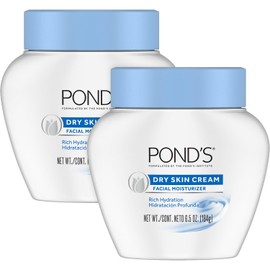 Pond's Crema seca hidratante facial paquete de 2 – No comedogénico, hipoalergénico, crema facial probada por dermatólogos para mujeres, 6.5 oz Ea