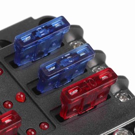 Caja de portafusibles de hoja universal de 1236 V de 6 vías Bloque de fusibles con indicador LED de inserción negativa Accesorio para automóvil