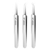 3Pcs Professional Blackhead Tweezer Professional Facial Blackhead Remover Tweezers Precision Extractor Acne Removal Kit Pimple Popper Tool with Storage Box Skin Care Blemish Removers(Silver)
