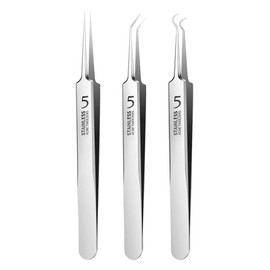 3Pcs Professional Blackhead Tweezer Professional Facial Blackhead Remover Tweezers Precision Extractor Acne Removal Kit Pimple Popper Tool with Storage Box Skin Care Blemish Removers(Silver)