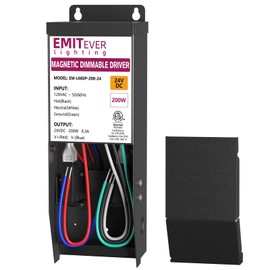 EMITEVER 200W Magnetic Dimmable LED Drvier, 24V Transformer Magnetic Power Supply 120VAC to 24VDC, Compatible with Lutron and Leviton Dimmer, for LED Strip Light,Kitchen,Cabinet,ETL Listed