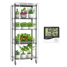 sagrynfp Mini 5-Tier Greenhouse for Indoor Outdoor, 23.2" L×13.4" W×61.4" H Portable Greenhouse with Clear PVC Cover and Metal Shelf for Growing Vegetables, Flowers and Seedlings, with Wheels