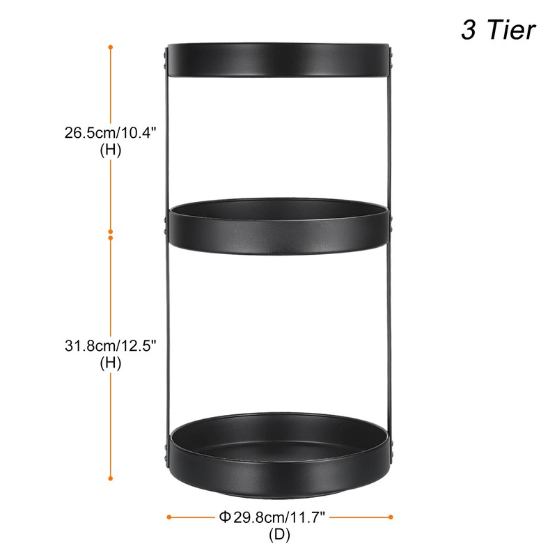 uxcell 3 Tier Lazy Susan Turntable, 12 Inch Metal Spice