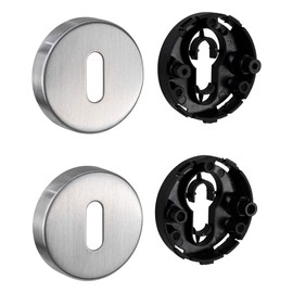 JUVA Cylinder Rosette - Matt Round Stainless Steel Door Rosette - H8250 | PZ-Cylinder Inner Door including Mounting Material | Solid Stainless Steel Key Rosette | 1 Pair of Door Rosette Covers for Interior Doors