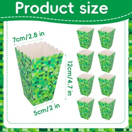 24pcs Popcorn Boxes, Green Game Party Popcorn Boxes Creative Snack Containers Party Supplies for Movie Theater Game Themed Birthday