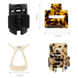 TEBIEKOY- Pinzas para el pelo para mujer, 4 unidades, 2 pinzas pequeñas, pinzas para el pelo con diseño de leopardo y caparazón de tortuga, para cabel