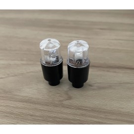 FF 2X LED Warm White Light Flashing Tire Wheel Valve Stem Cap BLACK CASE Car Bike