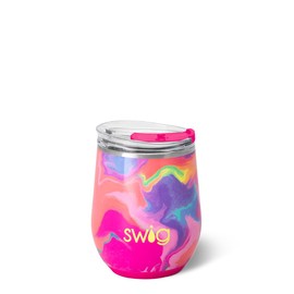 Swig Life 12oz Wine Tumbler with Lid, Stainless Steel, Dishwasher Safe, Portable, Triple Insulated Wine Tumbler (Candy Crush)