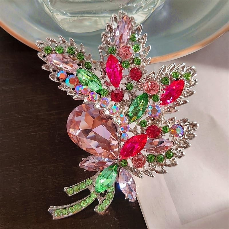 Axmerdal - Broche de ramo de diamantes de imitación para