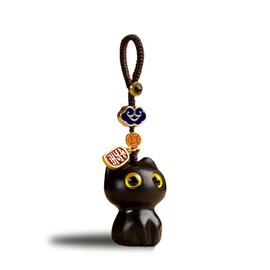 WOWTAC Cute Cartoon Cat Keychain Pendant Cat Toy Keychain, Ebony
