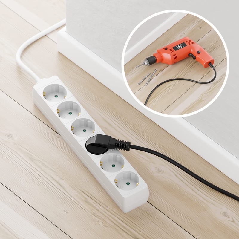 deleyCON 6-Way Power Strip with Flat Connector Power Strip for