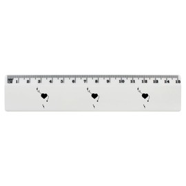 'Black Hearts And Arrows' 15cm (6 Inch) White Plastic Ruler (RL00092531)