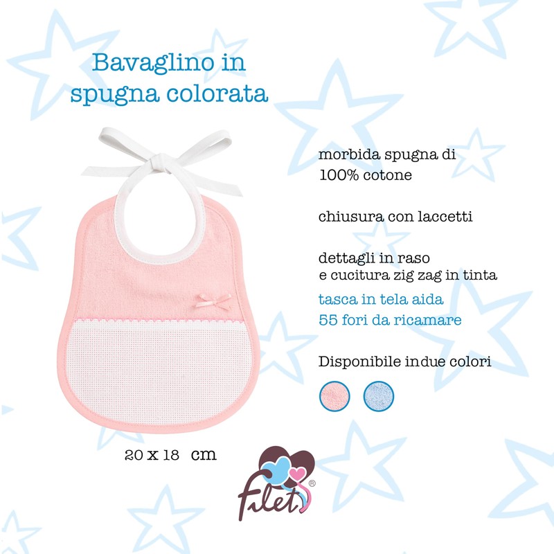 Filet AMS1045 Terry Bib with Aida Insert, pink