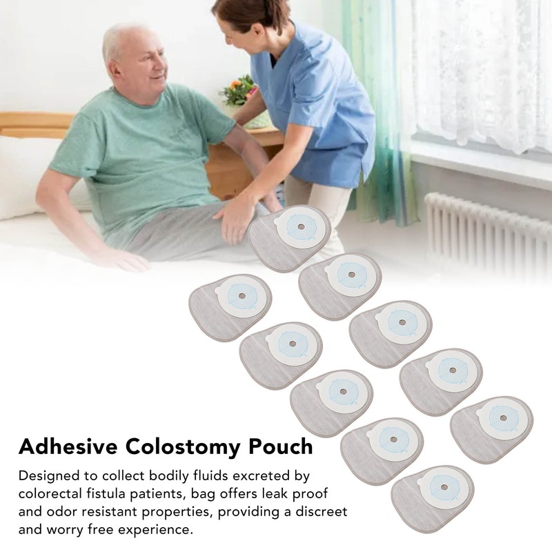 10pcs Adhesive Colostomy Pouch Lock Disposable Drainable Medical Ostomy Bag