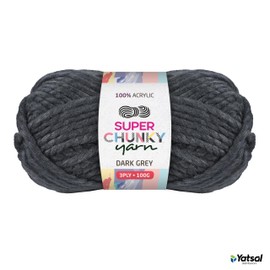 Yatsal Super Chunky 3-Ply Knitting Wool Yarn 100 g, Dark Grey
