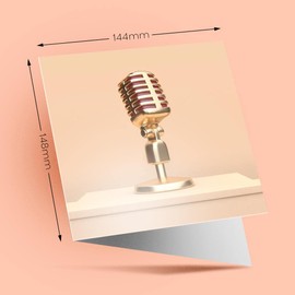 1 x Greeting Card Microphone Radio Broadcast - Blank Birthday Celebration Anniversary #16319