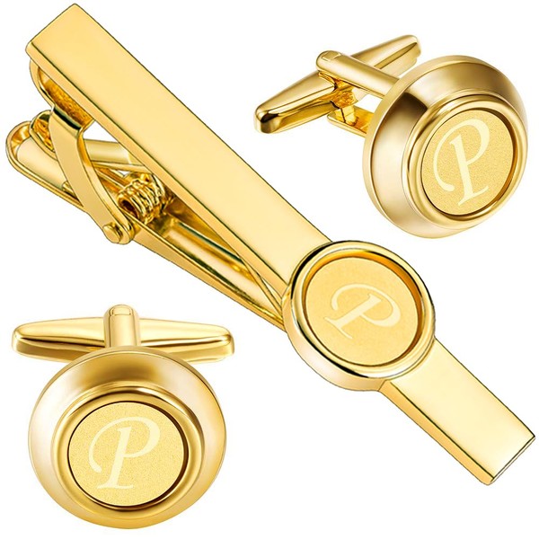 2 inch Tie Clips and Cufflinks Sets for Men A-Z