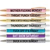 7 count Funny Daily Pens Swear Word Weekend Set, Bad