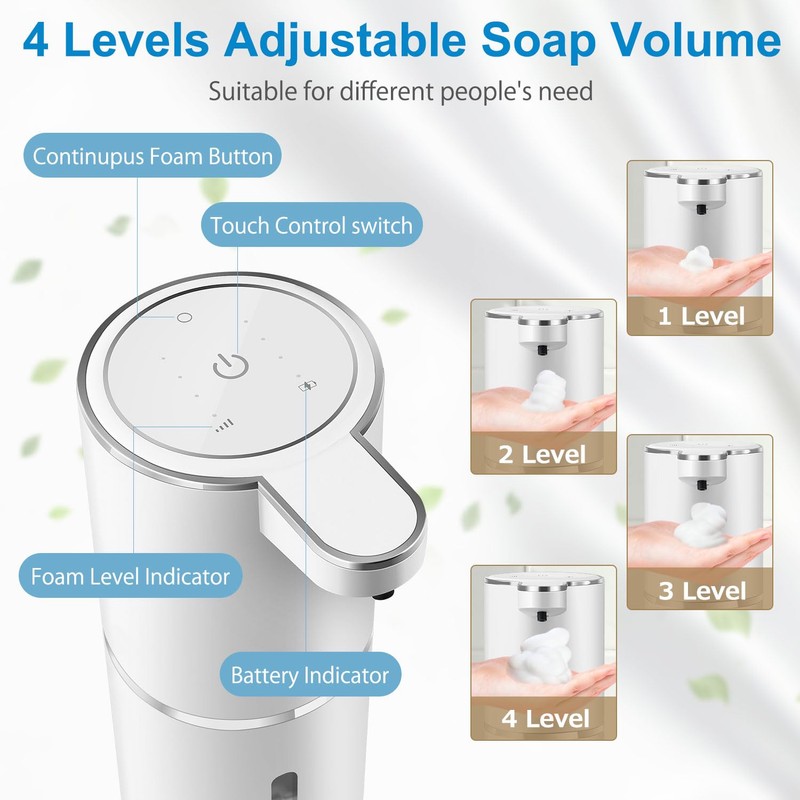Gotofine Automatic Foaming Soap Dispenser, 4-Level Adjustable Foam, Wall Mount,
