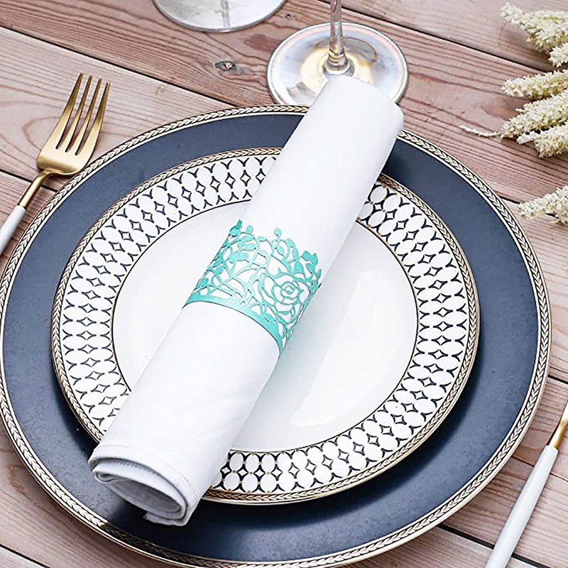 Paper Napkin Rings Rose Leaf,50 Pieces 3D Laser Cut Disposable