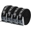 NRS 1" Heavy Duty Tie Down Strap 4 Pack-StealthBlack-12ft