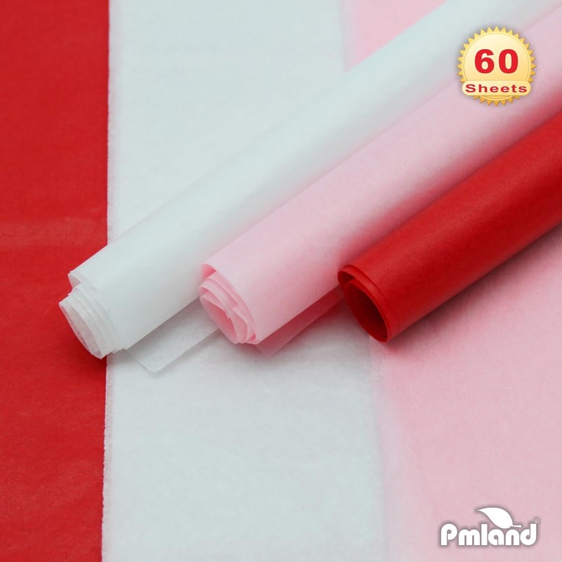 PMLAND Gift Wrapping Tissue Paper - Red/Pink/White Assorted - 26