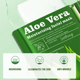 Aloe Vera Sheet Face Mask 5 Pack - Hydrating & Soothing Korean Skincare Treatment for Glowing Skin - Organic Collagen Facial Mask Set Suitable for All Skin Types