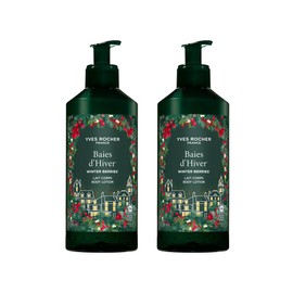 YVES ROCHER - Kit de Cremas Corporales Bayas De Invierno, para Todo tipo de Piel, Colección de Navidad, Fórmula Vegana, Incluye 2 piezas, 390 ml c/u