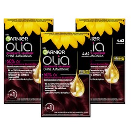 Garnier Olia 4.62 Cashmere Red Permanent Hair Colour without Ammonia, with Nourishing Natural Oils, Full Grey Hair Coverage, Permanent Colouration, 1 Piece