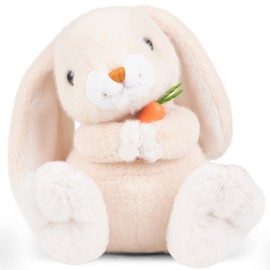 Giant bean Microwave Heating Pad, 10.4'' Bunny Heating Pad Stuffed Animal with Heatable & Freezable Clay Beads, Easter Plush Toy Gift for Boys & Girls (Cream White)