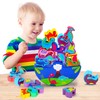 Dinosaur Wooden Blocks Stacking Lacing Toys for 2 Year Old
