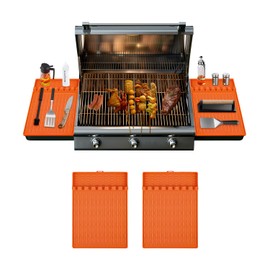 LUTITASD Silicone Grill Mat​ for Blackstone, Large Silicone Griddle Tools Mat with Drip Pad, Heat Resistant Griddle Accessory for Outdoor Grill Kitchen Counter(Orange)