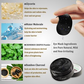Under Eye Patches, Collagen Under Eye Mask, Dark Circles Under Eye Treatment, Puffy Eyes Bags Under Eyes Removal, Anti-Aging, Reduce Wrinkle, Skincare, Hydrating - 30 Pairs (Bamboo Charcoal)