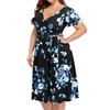 Plus Size Wedding Guest Floral Dress Women Wrap V Neck