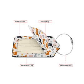 Cartoon Dogs Luggage Tags for Suitcases,2 Pack Luggage Tag, Leather Stainless Steel Loop Label Tag for Women Girl Travel Bag Suitcase