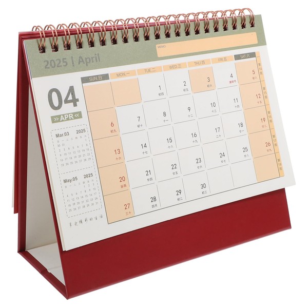 Alipis Mini Desk Calendar 2024-2025 Spiral Bound Calendar Stand Calendar