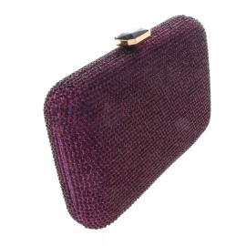 neXxtten Gold Tone Fashion Satin Rhinestone Clutch Evening Bag TLX188-PUR