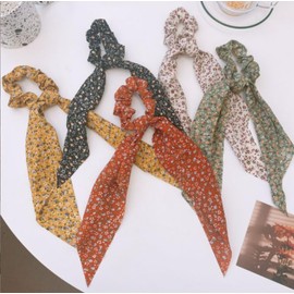 ASEANAO Hair Scarves Headband Elastic, Chiffon Head Kerchief with Hair Pins for Women Girls Farmhouse Hair Accessories (5 pcs Flower)