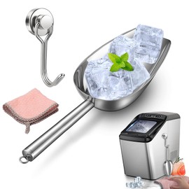XGKHOM Ice Scoop for Freezer with Magnetic Holder, Stainless Steel Ice Scooper for Ice Maker, Kitchen Bar Party Accessories