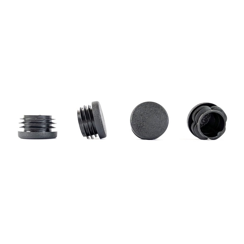 28mm Plastic End Caps, Black Round Tube Inserts, Pack of