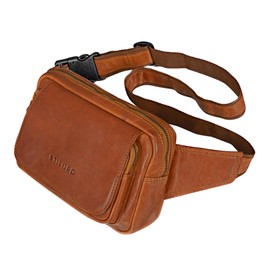 STILORD 'Boston' Belt Bag Leather Vintage Pouch Bag for 8,4 inch Tablets Camera Festival Waist Bag Bum Bag for Men and Women Genuine Leather, Colour:Cognac-Brown