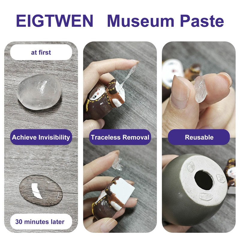 EIGTWEN 4oz Clear Museum Paste, Museum Paste Clear Removable, Excellent