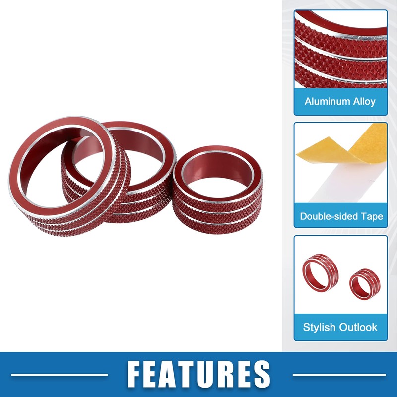 X AUTOHAUX Car Console AC Audio Volume Knob Ring Cover