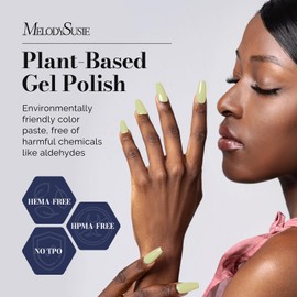MelodySusie Fleurwee Plant Based Gel Nail Polish, Nail Polish Hema Free 21 Non Toxic Long Lasting No Chip Finger Toe Nail Art Manicure Salon DIY at Home Gifts for Women Light Green P61
