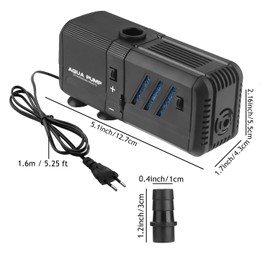 NO.17 Submersible Aquarium Internal Filter 6W, Adjustable Fish Tank Filter with 132 GPH Water Pump for 1-10 Gallon Fish Tank Black