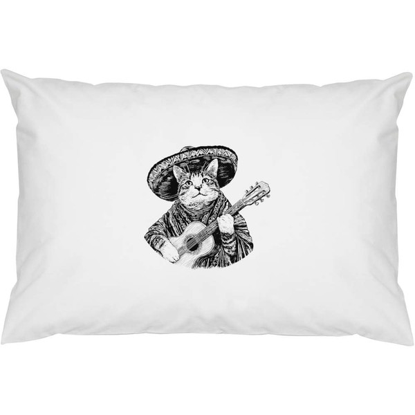Azeeda 2 x 'Mexican Cat Playing Guitar' Cotton Pillow Cases