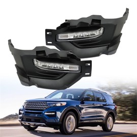 munirater 1 Pair Fog Lights Lamp Assembly Kit Cover Trim Driver and Passenger Side Replacement for 2020-2021 Explorer LB5B-15A255-AC, LB5B-15A254-AC, FO2592254, FO2593254