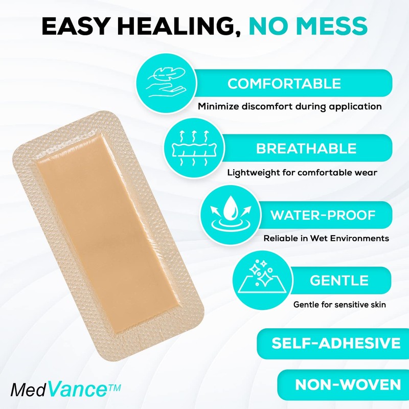 MedVanceTM Silicone - Bordered Silicone Adhesive Foam Dressing Size 4”X8”