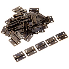 dophee 50Pcs Mini Box Hinges 16x13mm, Small Jewelry Box Hinges Retro Folding Butt Hinges Connectors with 200Pcs Nails for Crafts Wooden Box Dollhouse Door Cabinet Vintage Gift Box(Antique Bronze)