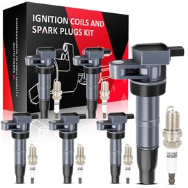 SCITOO 6 ignition coils with 6 iridium Spark Plugs for Hyundai for Kia Azera Entourage for Genesis Coup Santa Fe Sonata Veracruz A for MANti Sedona 2006-2015 3.3L 3.8L 3.5L V6 C1544 UF-546 5C1587